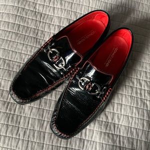 Perfect for the Holidays Donald J Pliner black patent leather with red stitching